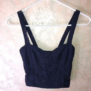 Charlotte Russe navy blue lace crop top
